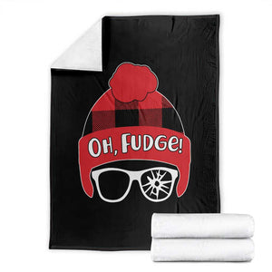 Funny Christmas Movie Throw Blanket Oh Fudge Buffalo Plaid Printed Graphic Beanie Cap TS11 Black Print Your Wear