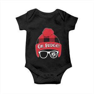 Funny Christmas Movie Baby Onesie Oh Fudge Buffalo Plaid Printed Graphic Beanie Cap TS11 Black Print Your Wear