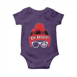 Funny Christmas Movie Baby Onesie Oh Fudge Buffalo Plaid Printed Graphic Beanie Cap TS11 Purple Print Your Wear