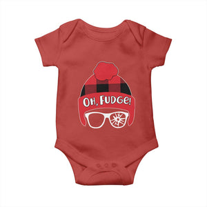 Funny Christmas Movie Baby Onesie Oh Fudge Buffalo Plaid Printed Graphic Beanie Cap TS11 Red Print Your Wear