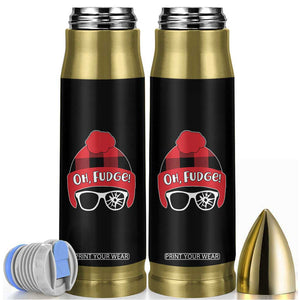 Funny Christmas Movie Bullet Tumbler Oh Fudge Buffalo Plaid Printed Graphic Beanie Cap TS11 Black Print Your Wear