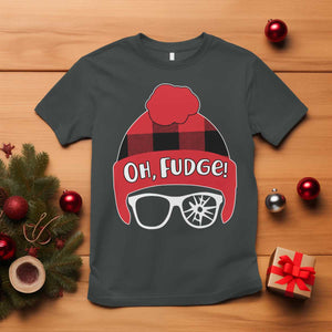 Funny Christmas Movie T Shirt Oh Fudge Buffalo Plaid Printed Graphic Beanie Cap TS11 Dark Heather Print Your Wear