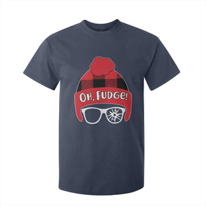 Funny Christmas Movie T Shirt For Kid Oh Fudge Buffalo Plaid Printed Graphic Beanie Cap TS11 Navy Print Your Wear