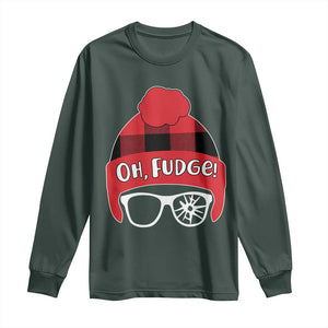 Funny Christmas Movie Long Sleeve Shirt Oh Fudge Buffalo Plaid Printed Graphic Beanie Cap TS11 Dark Forest Green Print Your Wear
