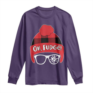 Funny Christmas Movie Long Sleeve Shirt Oh Fudge Buffalo Plaid Printed Graphic Beanie Cap TS11 Purple Print Your Wear