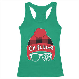Funny Christmas Movie Racerback Tank Top Oh Fudge Buffalo Plaid Printed Graphic Beanie Cap TS11 Irish Green Print Your Wear