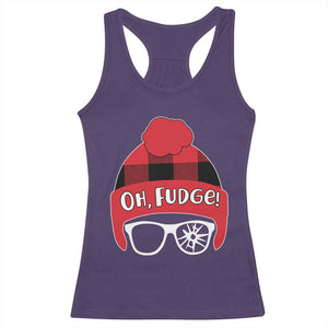 Funny Christmas Movie Racerback Tank Top Oh Fudge Buffalo Plaid Printed Graphic Beanie Cap TS11 Purple Print Your Wear