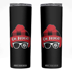 Funny Christmas Movie Skinny Tumbler Oh Fudge Buffalo Plaid Printed Graphic Beanie Cap TS11 Black Print Your Wear
