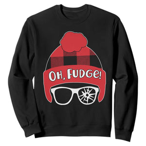 Funny Christmas Movie Sweatshirt Oh Fudge Buffalo Plaid Printed Graphic Beanie Cap TS11 Black Print Your Wear