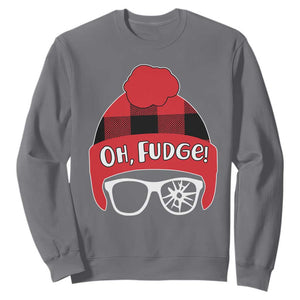 Funny Christmas Movie Sweatshirt Oh Fudge Buffalo Plaid Printed Graphic Beanie Cap TS11 Charcoal Print Your Wear
