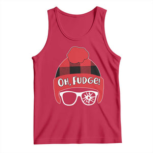 Funny Christmas Movie Tank Top Oh Fudge Buffalo Plaid Printed Graphic Beanie Cap TS11 Red Print Your Wear