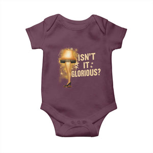 Funny Christmas Movie Leg Lamp Baby Onesie Isnt It Glorious TS11 Maroon Print Your Wear