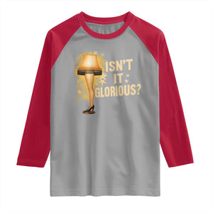 Funny Christmas Movie Leg Lamp Raglan Shirt Isnt It Glorious TS11 Sport Gray Red Print Your Wear