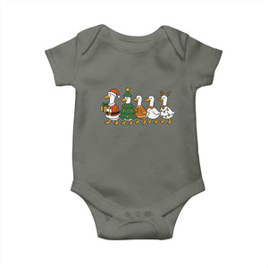 Funny Christmas Silly Goose Poultry Animal Lovers Baby Onesie TS11 Military Green Print Your Wear