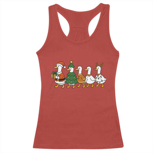 Funny Christmas Silly Goose Poultry Animal Lovers Racerback Tank Top TS11 Red Print Your Wear