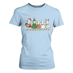 Funny Christmas Silly Goose Poultry Animal Lovers T Shirt For Women TS11 Light Blue Print Your Wear