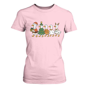 Funny Christmas Silly Goose Poultry Animal Lovers T Shirt For Women TS11 Light Pink Print Your Wear