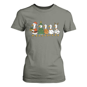 Funny Christmas Silly Goose Poultry Animal Lovers T Shirt For Women TS11 Military Green Print Your Wear