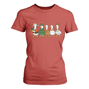 Funny Christmas Silly Goose Poultry Animal Lovers T Shirt For Women TS11 Red Print Your Wear