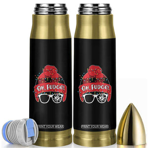 Funny Christmas Movie Bullet Tumbler Oh Fudge Buffalo Plaid Printed Graphic Beanie Cap Xmas Light TS11 Black Print Your Wear