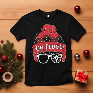 Funny Christmas Movie T Shirt Oh Fudge Buffalo Plaid Printed Graphic Beanie Cap Xmas Light TS11 Black Print Your Wear