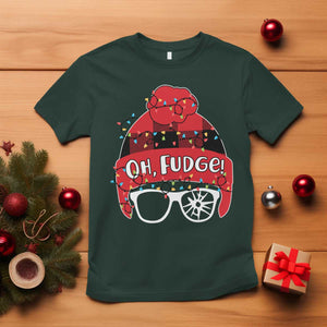 Funny Christmas Movie T Shirt Oh Fudge Buffalo Plaid Printed Graphic Beanie Cap Xmas Light TS11 Dark Forest Green Print Your Wear