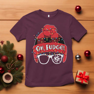 Funny Christmas Movie T Shirt Oh Fudge Buffalo Plaid Printed Graphic Beanie Cap Xmas Light TS11 Maroon Print Your Wear