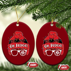 Funny Xmas Movie Ceramic Ornament Oh Fudge Buffalo Plaid Printed Graphic Beanie Cap Xmas Light TS11 Print Your Wear