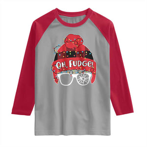 Funny Christmas Movie Raglan Shirt Oh Fudge Buffalo Plaid Printed Graphic Beanie Cap Xmas Light TS11 Sport Gray Red Print Your Wear