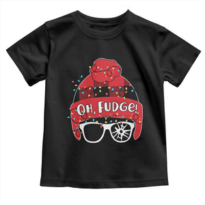 Funny Christmas Movie Toddler T Shirt Oh Fudge Buffalo Plaid Printed Graphic Beanie Cap Xmas Light TS11 Black Print Your Wear