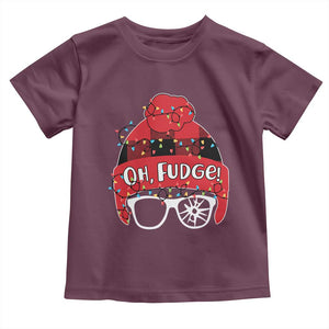 Funny Christmas Movie Toddler T Shirt Oh Fudge Buffalo Plaid Printed Graphic Beanie Cap Xmas Light TS11 Maroon Print Your Wear