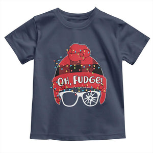 Funny Christmas Movie Toddler T Shirt Oh Fudge Buffalo Plaid Printed Graphic Beanie Cap Xmas Light TS11 Navy Print Your Wear