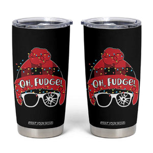 Funny Christmas Movie Tumbler Cup Oh Fudge Buffalo Plaid Printed Graphic Beanie Cap Xmas Light TS11 Black Print Your Wear