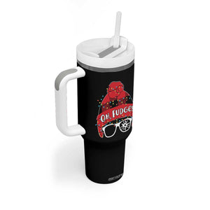 Funny Christmas Movie Tumbler With Handle Oh Fudge Buffalo Plaid Printed Graphic Beanie Cap Xmas Light TS11 Print Your Wear