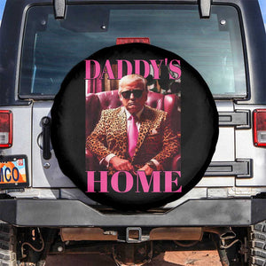 Funny Pink Leopard President Trump Spare Tire Cover Daddy's Home White House US Election 2024 TS11 No hole Black Print Your Wear