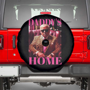 Funny Pink Leopard President Trump Spare Tire Cover Daddy's Home White House US Election 2024 TS11 Black Print Your Wear