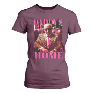 Funny Pink Leopard President Trump T Shirt For Women Daddy's Home White House US Election 2024 TS11 Maroon Print Your Wear