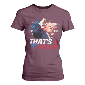 That's My President Trump 2024 T Shirt For Women Vintage American Flag TS11 Maroon Print Your Wear