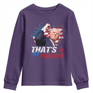 That's My President Trump 2024 Youth Sweatshirt Vintage American Flag TS11 Purple Print Your Wear