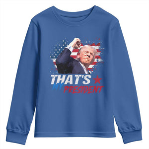 That's My President Trump 2024 Youth Sweatshirt Vintage American Flag TS11 Royal Blue Print Your Wear