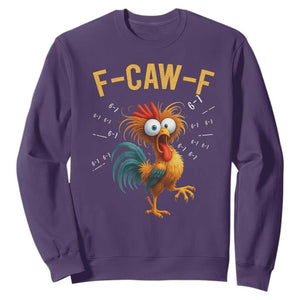 Funny F Caw F 67 Meme Sweatshirt Cartoon Rooster Chicken Poultry Humor TS11 Purple Print Your Wear