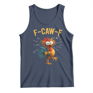 Funny F Caw F 67 Meme Tank Top Cartoon Rooster Chicken Poultry Humor TS11 Navy Print Your Wear