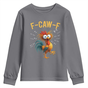 Funny F Caw F 67 Meme Youth Sweatshirt Cartoon Rooster Chicken Poultry Humor TS11 Charcoal Print Your Wear