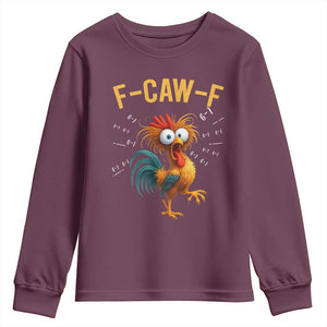 Funny F Caw F 67 Meme Youth Sweatshirt Cartoon Rooster Chicken Poultry Humor TS11 Maroon Print Your Wear
