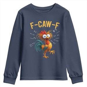 Funny F Caw F 67 Meme Youth Sweatshirt Cartoon Rooster Chicken Poultry Humor TS11 Navy Print Your Wear