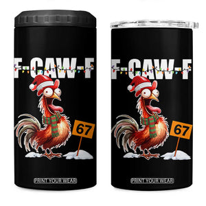 Funny F Caw F 67 Meme Christmas 4 in 1 Can Cooler Tumbler Xmas Cartoon Rooster Chicken Poultry Humor TS11 One Size: 16 oz Black Print Your Wear