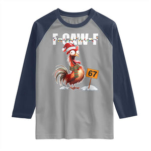Funny F Caw F 67 Meme Christmas Raglan Shirt Xmas Cartoon Rooster Chicken Poultry Humor TS11 Sport Gray Navy Print Your Wear