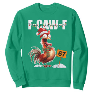 Funny F Caw F 67 Meme Christmas Sweatshirt Xmas Cartoon Rooster Chicken Poultry Humor TS11 Irish Green Print Your Wear
