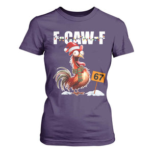 Funny F Caw F 67 Meme Christmas T Shirt For Women Xmas Cartoon Rooster Chicken Poultry Humor TS11 Purple Print Your Wear