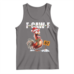Funny F Caw F 67 Meme Christmas Tank Top Xmas Cartoon Rooster Chicken Poultry Humor TS11 Deep Heather Print Your Wear